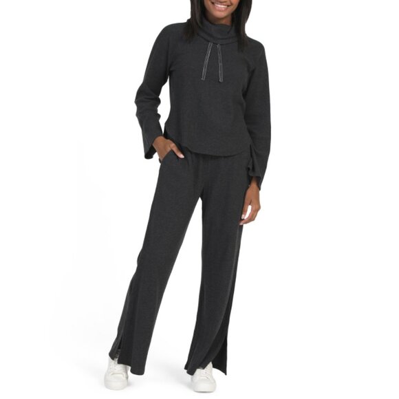 LUCKY BRAND Jet Black 2pc Long Sleeve Top With Bootcut Pants